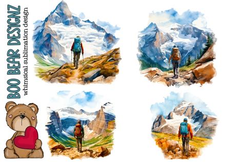 Watercolor Hiking Clipart (3262174)