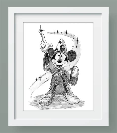 Fantasia Inspired, Sorcerer Mickey Hand Drawn Print A4 - Etsy