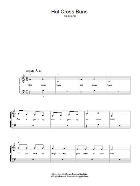 Hot Cross Buns by Traditional Sheet Music for Easy Piano at Sheet Music Direct