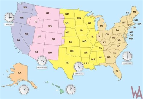 State Wise Time Zone Map of the USA | WhatsAnswer | Time zone map, Usa ...