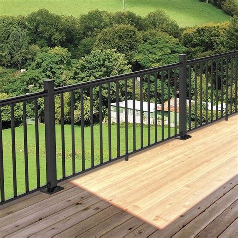 Deckorators 6-ft x 2.25-in x 36-in Matte Black Aluminum Deck Rail Kit Round Balusters Included ...