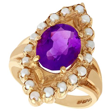 Art Nouveau 16 Carat Amethyst Seed Pearl Ring at 1stDibs | amethyst and pearl ring, amethyst and ...