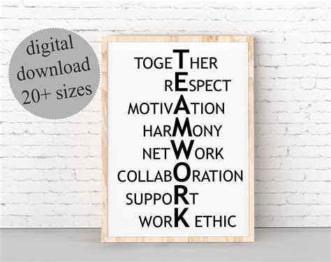 Teamwork Wall Art Inspirational Teamwork Quotes For The | Etsy