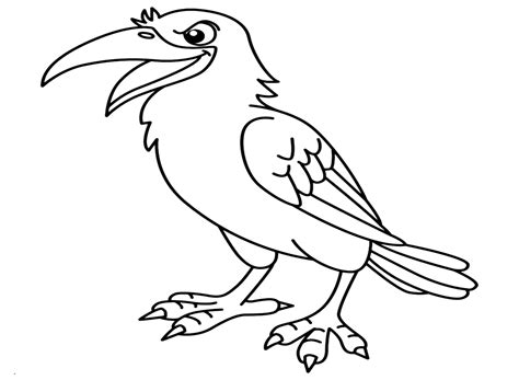 Cute Crow Coloring Sheet For Kids - Free Printable Coloring Pages