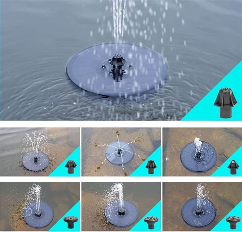 Solar Water Fountain Pump with LED Lights - 7 Nozzles, 3W, 900mAh ...