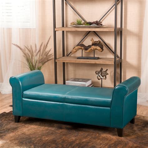 Aliexpress.com : Buy Danbury Teal Leather Armed Storage Ottoman Bench ...