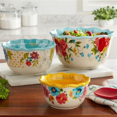 The Pioneer Woman Sweet Rose Sentiment Serving Bowls, 3-Piece Set - Walmart.com - Walmart.com