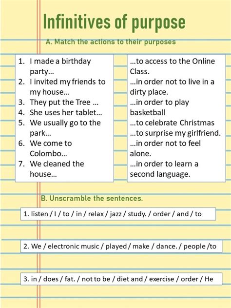 Infinitives of purpose - Interactive worksheet