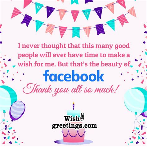 Thank You for Birthday Wishes on Facebook - Wish Greetings