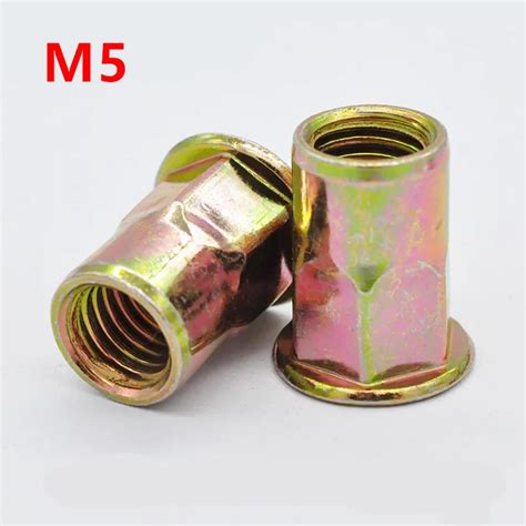 500pcs Hex Rivet Nut Steel with Zinc Threaded M5 Flat Head half Hex ...