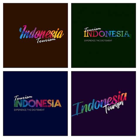 Premium Vector | Tourism indonesia typography logo background set