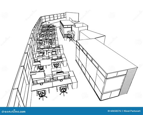 Interior Outline Drawing Sketch Stock Vector - Image: 60658376