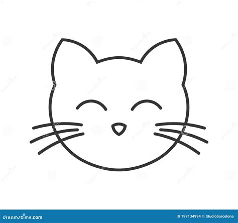 Cute cat face line icon stock vector. Illustration of element - 197134994