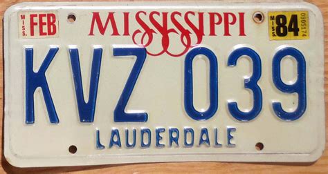 1984 Mississippi vg+ | Automobile License Plate Store: Collectible License Plates for Less