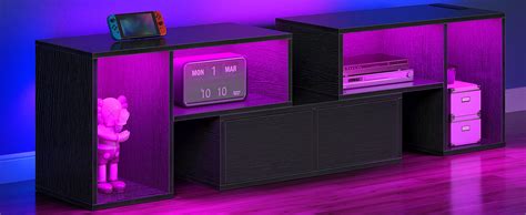 Rolanstar TV Stand, Deformable TV Stand with LED Strip & Power Outlets, Modern Entertainment ...