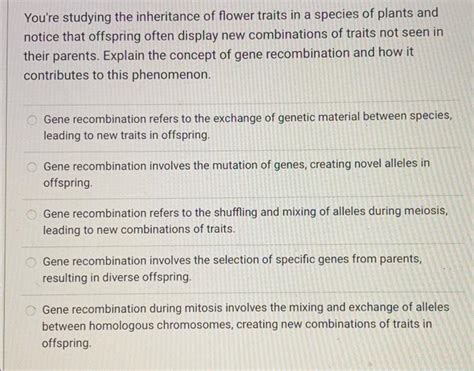 Solved You're studying the inheritance of flower traits in a | Chegg.com