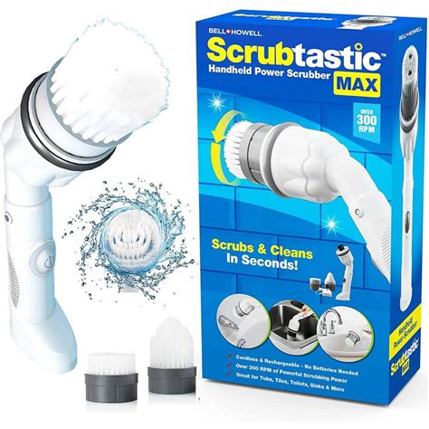 Bell + Howell Scrubtastic Max 2 Brush Heads Electric Rechargeable ...