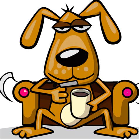 Laid Back Cartoon Dog Drinking Coffee · Creative Fabrica