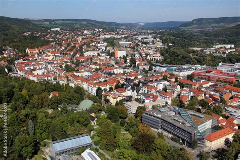 Jena, Germany - September 9, 2023: Aerial view of central Jena, with ...