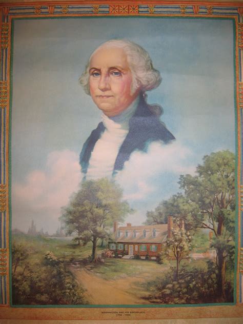 Old Vintage Art Print - George Washington and His Birthplace ...