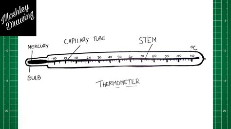 Thermometer Drawing // Easy Thermometer Diagram // Clinical Thermometer ...