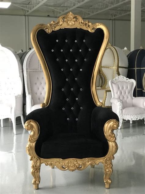 Free nationwide delivery | Gold leaf black velvet throne chair king queen princess royal baroque ...