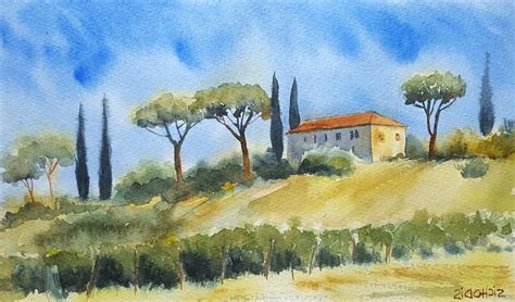 Watercolor Tuscany Original Landscape 75'' X - Etsy