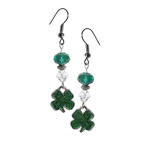 Amazon.com: Glitter Shamrock Earrings - 4-Leaf Clover Earrings ...