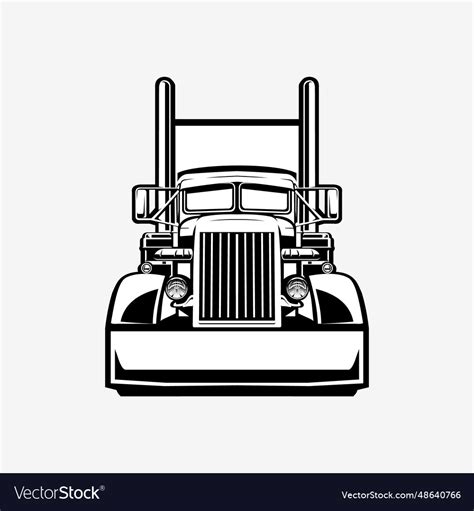 Classic semi trailer truck front view Royalty Free Vector