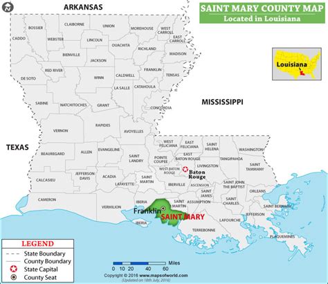 St Mary Parish Map, Louisiana