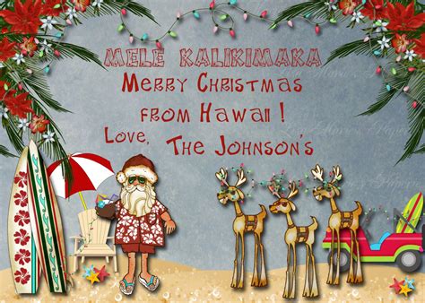 Hawaiian Christmas Card Santa Claus Christmas Card Beach - Etsy