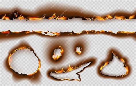 Premium Vector | Realistic burning paper page edges and hole with fire ...