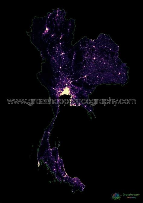 Population density heatmap of Thailand - Fine Art Print | Fine art ...