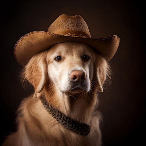 Premium AI Image | Close up of dog wearing cowboy hat generative ai