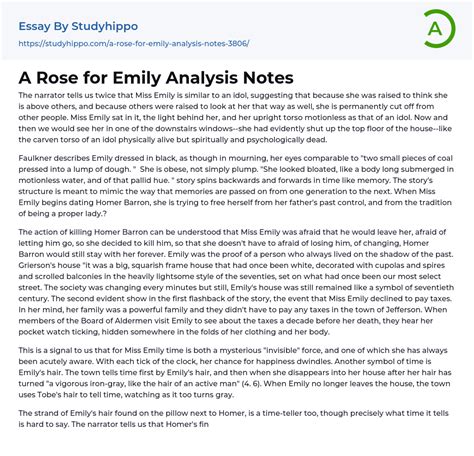 A Rose for Emily Analysis Notes Essay Example | StudyHippo.com