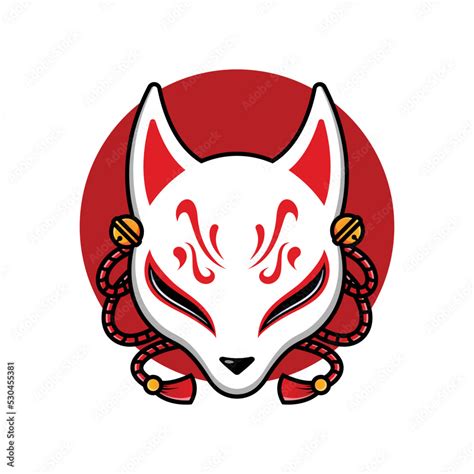 Kitsune fox mask icon, traditional Japanese symbol. Simple vector drawing, isolated clip art ...