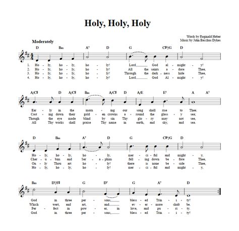 Holy, Holy, Holy: Chords, Lyrics, and Sheet Music for C Instruments