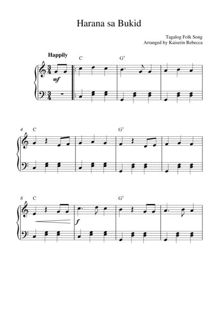 Harana sa Bukid (piano solo with chords) (arr. Kaiserin Rebecca) by Tagalog Folk Song Sheet ...