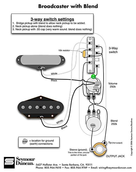 Tele Broadcaster Wiring Diagram with Blend | Guitar pickups, Telecaster, Guitar diy