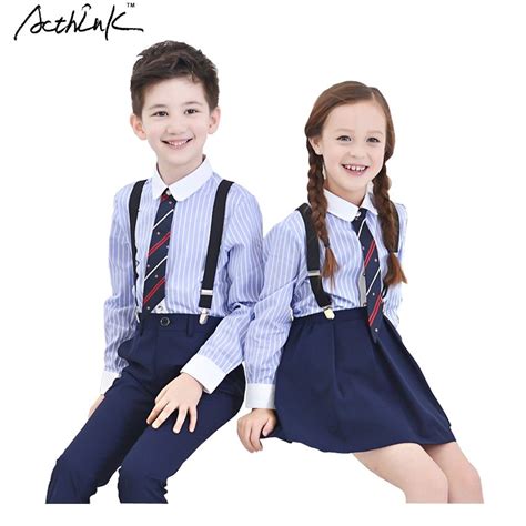 ActhInK 2016 New Child Striped School Uniform for Boys and Pretty Style Girls Students Blue ...