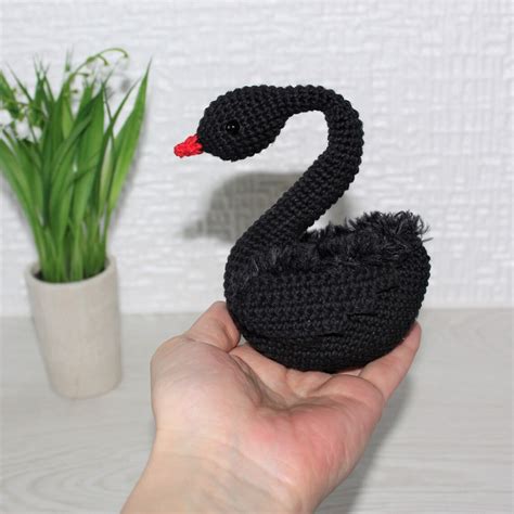 Crochet Swan Black Crocheted Swan Toy Stuffed Amigurumi Bird | Etsy