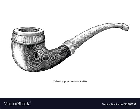 Tobacco pipe hand drawing vintage clip art Vector Image