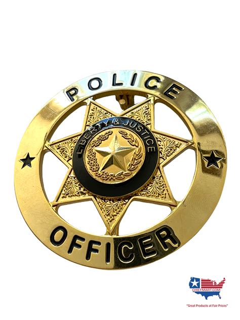 TEXAS POLICE OFFICER BADGE GOLD TONE STAR