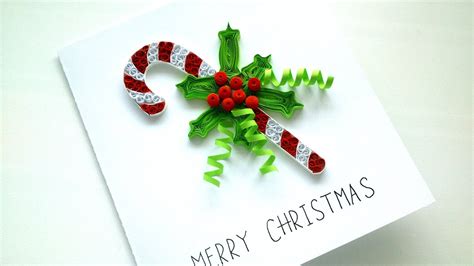 Tutorial Christmas Card: Quilling Candy Cane Christmas Card - YouTube