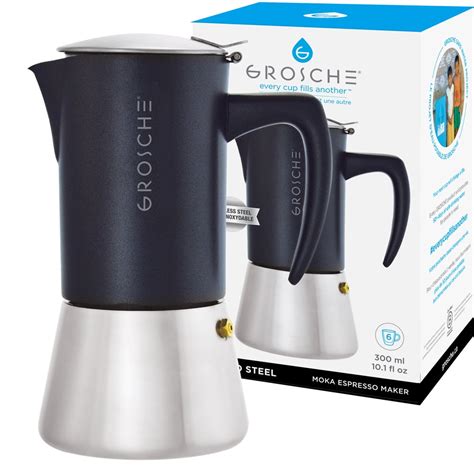 GROSCHE Milano Steel 10 cup Stainless Steel Stovetop Espresso Maker Moka pot - Cuban Coffee ...