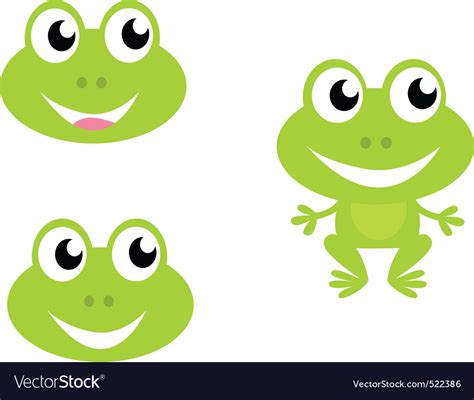 Cute green cartoon frog icons Royalty Free Vector Image