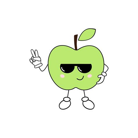 Funny Apple with glasses. Funny smiley face on a white background ...