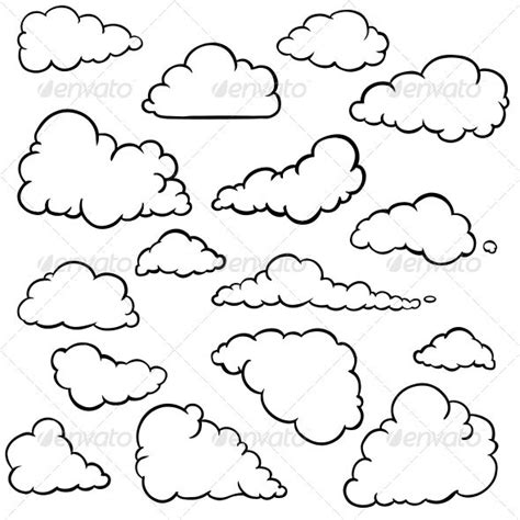 Vector Set of Outline Clouds | Cloud drawing, Vector art, Drawings