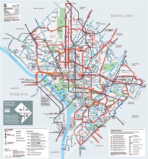 Detailed metrobus route map of Washington D.C. | Washington D.C. | USA (United States of America ...