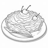 Premium Photo  Cartoon Illustration Cherry Pie Slice With whip cream sketch template